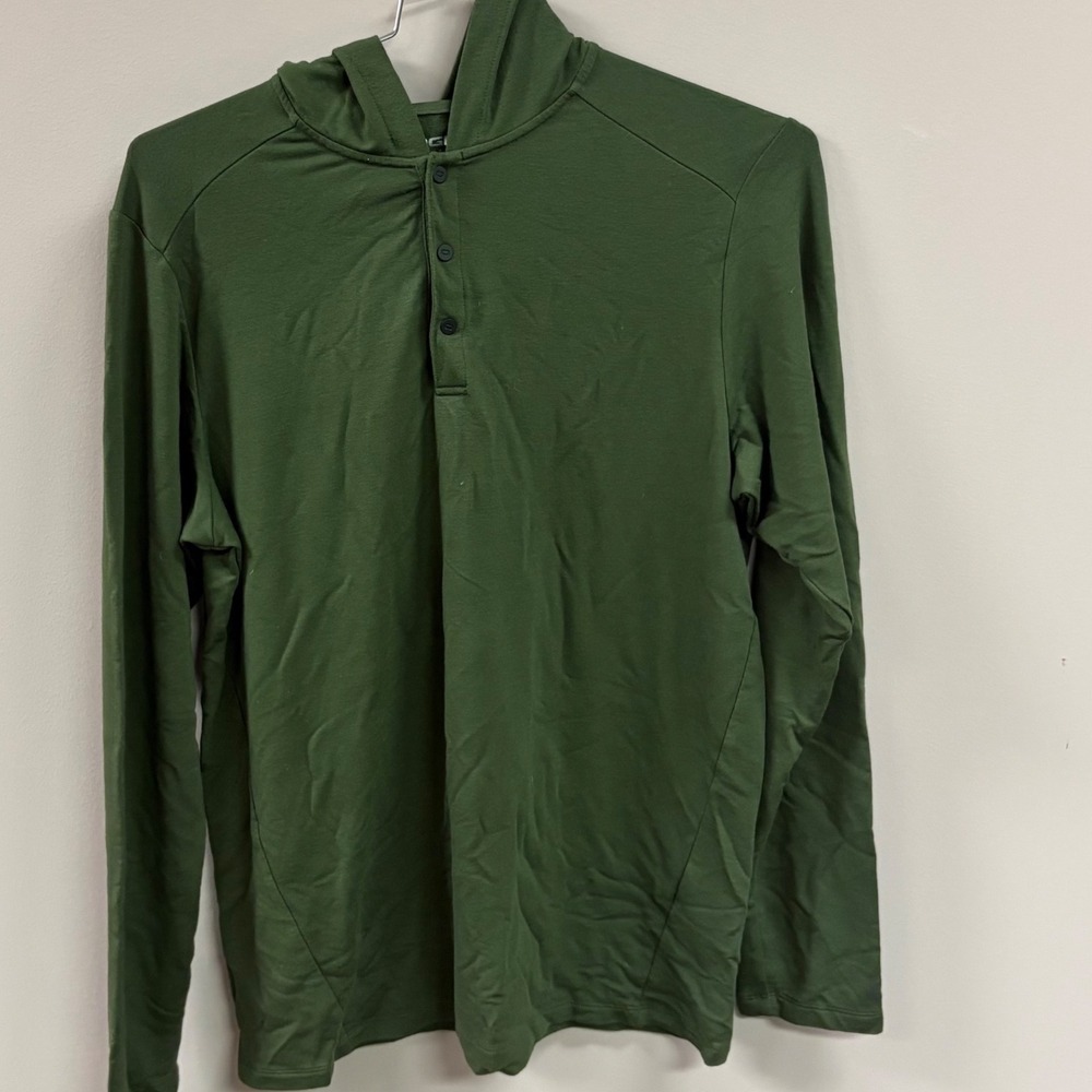 OGIO Mens Olive Green Henley Hoodie Long Sleeve Activewear Shirt XL